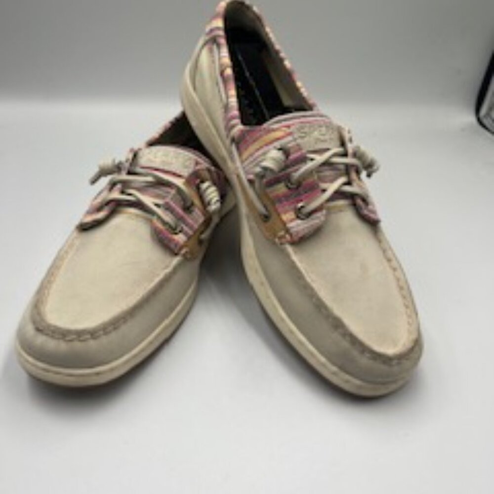 New Sperry Topsiders Women’s‎ Size 9.5 Pink & Beige Rose Fish Boat Shoe NWOB